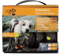 All For Paws Outdoor All Road Boots, Green, 4pk, 2.3" -Medium